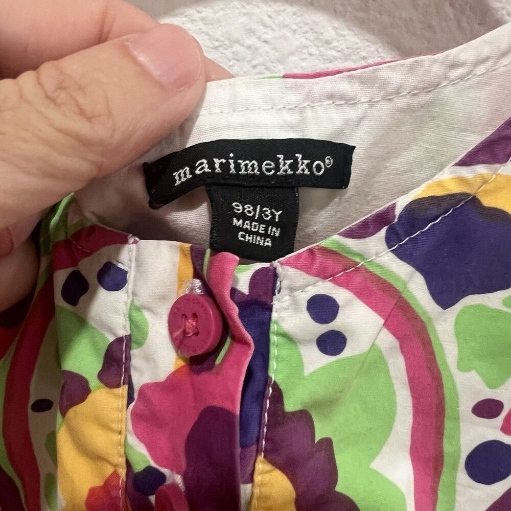 The Marimekko Girls Poppy Shift Dress 3 Years 98 Artsy Party Abstract Colorful - Picture 4 of 7